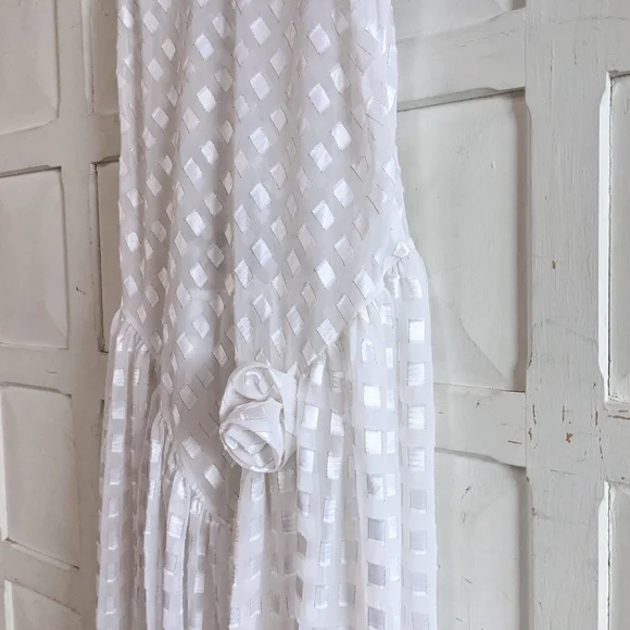 Vintage 70s Miss Dior White Checkered Slip Dress – Size L - Picture 4 of 15